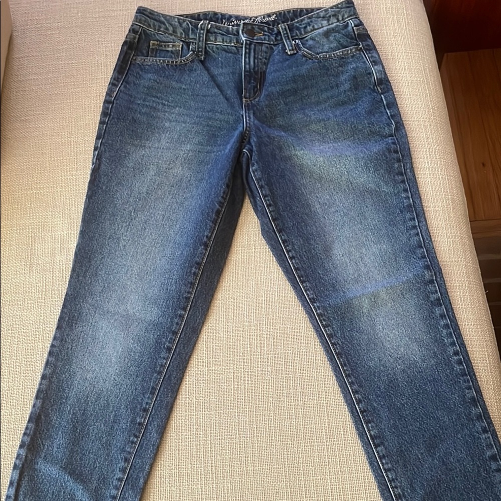 Blue Straight Leg Jeans with Natural Fading